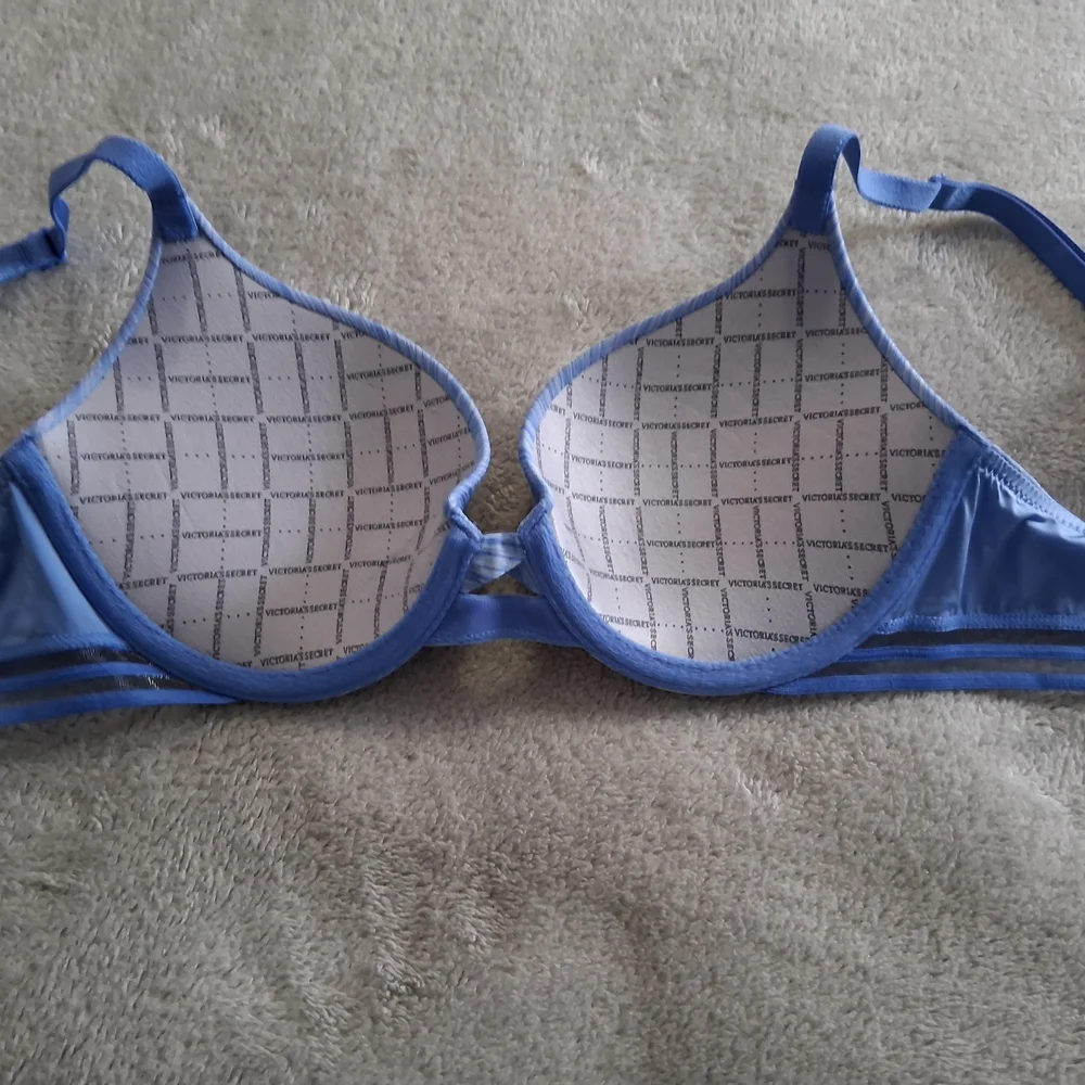 Victoria’s Secret Perfect Shape Bra Heather Light Blue Padded Convertible 32B